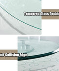 Clear Round Glass Lazy Susan Turntable with tempered glass desktop and anti-collision edge on dining table