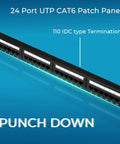 24 Port Cat6 Patch Panel With 10G Ready Ethernet, 19 Inch Rackmount Or Wall Mount, Plug-And-Play Punch Down Block For Cat6 Cat5e Cat5 Cabling, 1U Network Panel, Easy Install, Durable High Density Networking Solution.