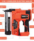 Cordless 20V 18 Gauge Brad Nailer Dual Mode Nail Gun For DIY Pros And Home Renovations with labeled parts and features.