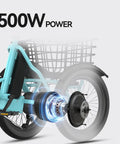 Adult Electric Tricycle With Folding Fat Tire Three Wheel E Trike 500W Motor UL2849 48V 10.4Ah Removable Battery, rear wheel motor detail