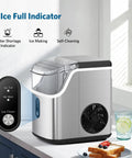 Nugget Ice Maker Countertop Portable Chewable Pellet Ice Machine With Auto Cleaning Function 34 Lbs Per 24 Hours Durable Stainless Steel Body