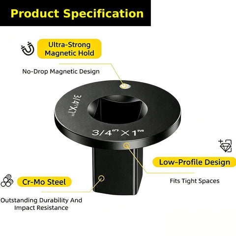 Upgrade Your Garage Game With This Killer 4-Piece Low Profile Impact Socket Adapter Set. Convert From 1 Inch Down To ¼ Inch Drive Sizes Smoothly Like A Pro. Magnetic Grip Keeps Sockets Secure While You Tackle Hardcore DIY Or Heavy Duty Mechanic Jobs Any. 3/4 x 1 in low-profile Cr-Mo steel magnetic socket adapter