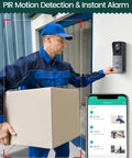 Wireless Video Doorbell Cam With Chime, 1080P HD Night Vision, Two-Way Talk, detects delivery person carrying package, app alert