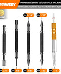 Straight Up Pro 5 Piece Nail Setter And Center Punch Kit With Hinge Pin Remover And Dual Head Tips Kickin Steel Build displayed with sizes