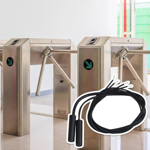 Cylindrical Plastic Mounted Reed Proximity Switch Magnetic Sensor Pack Of 2, 25mm, Normally Open shown with turnstile gates