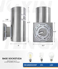 Two Pack Dusk To Dawn Outdoor Wall Sconces, Waterproof Stainless Steel Exterior Light Fixtures With Sensor dimensions