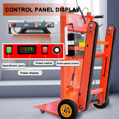 Control panel display of Heavy Duty Electric Stair Climbing Dolly With Extended Tracks for easy load hauling.