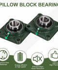 Self Aligning Pillow Block Bearing With 1.625 Inch Bore And Solid Cast Iron Base Chrome Steel Square Flange Mounted Ball Bearing ABEC3