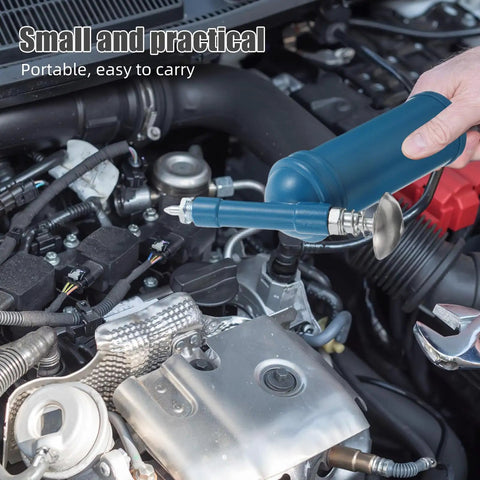 Mini Manual Grease Gun 80cc With Lock On Coupler And Precision Nozzle For Excavators And Cars Leak Proof Oiler in use on car engine