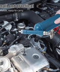 Mini Manual Grease Gun 80cc With Precision Oiling Nozzle In Silver Sky Blue used on a car engine