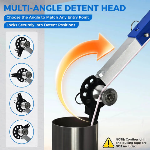 Multi-angle detent head of Drill Powered Wire Tugger for One-Man Job, 1000 Lb Peak Pulling Force, shown locking in place.