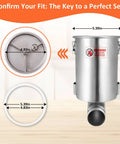 Leakproof Sausage Stuffer Gasket Seal Replacement Kit For 3, 5, And 7 Liter Vertical Or Horizontal Sausage Makers, Compatible With VEVOR, Hakka, And Weston Units, Includes 2 Pack shown with dimensions and stainless steel tube.