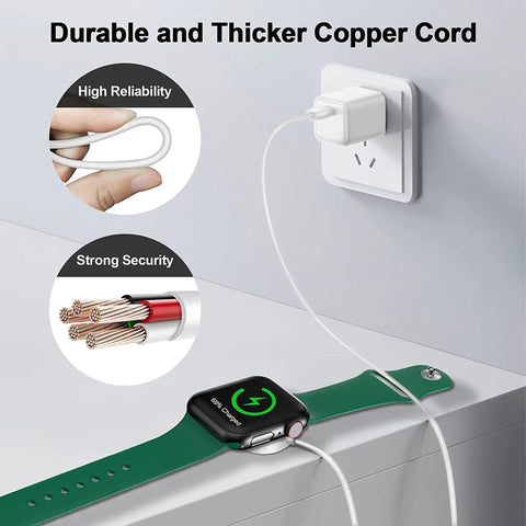 Slick Magnetic Wireless Charging Cable Featuring Fast Reliable Secure Power Delivery Via Standard Type C Foolproof Design Built Tough For Daily Grind With Broad Smartwatch Compatibility Zero Hassle Tech Essential charging smartwatch with thick copper cord.