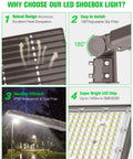 240W LED Parking Lot Light With Photocell visual features including adjustable slip fitter, heat dissipation, IP65 rating, SMD3030 chip