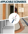 Professional Automatic Wire Puller And Cable Threader For Conduit shown in various installation scenarios with PVC and metal pipes.