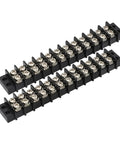 Double Row 12 Circuit Screw Terminal Block Junction Strip With Barrier 300V 20A Heavy Duty Tin Plated Brass Terminals And Nickel Plated Steel Screws For Industrial Electrical Electronic And Automotive Projects 2 Pack