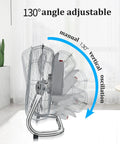Heavy Duty 21 Inch High Velocity Electric Floor Fan Built Different With Eight Crank Speeds And Rugged Steel Blades showcasing 130° adjustable angle.