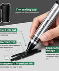 Extra Large Permanent Markers With Smooth As Butter Chisel Tips And Legit Fast Dry Waterproof Ink In Black Red Blue And Green For Crushing Through Cardboard Or Cranking Out Bold Labels With Zero Fade In This 12 Pack Bundle with sealing cap and fiber tip shown