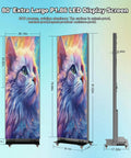 80 Inch Led Poster Display Straight Fire Visuals For Commercial Digital Signage showing detailed dimensions and vibrant imagery.
