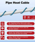 Six Foot Heat Tape For Freezing Pipes With Gutter Heat Cable And Water Pipe Insulation Self Regulating Temperature infographic