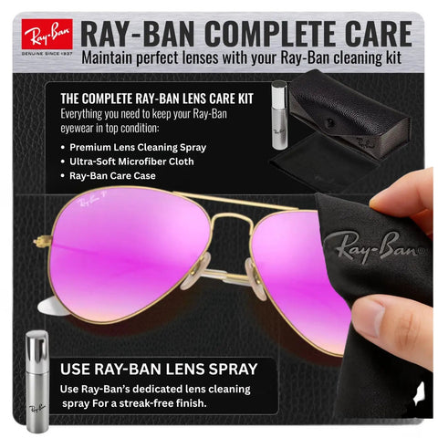 RB3025 Pilot Shape Polarized Sunglasses For Men And Women With Cyclamen Flash Lens Dope Everyday Eyewear and cleaning kit