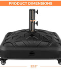 Fillable Mobile Umbrella Base With 4 Wheels 4 Locks 2 Knobs Heavy Duty Patio Umbrella Pole Holder 123 Lb Black Checkered