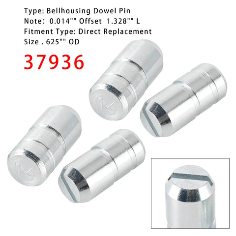 4-Piece Bellhousing Dowel Pin Set 0.625 OD 0.014 Offset 1.328 Inch Length Direct Replacement for Automotive Transmissions