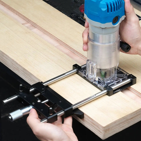 Pro Grade Aluminum Router Fluting Jig With.01mm Precision, 0 To 18mm Adjustment Range, 65mm Length in use in woodworking