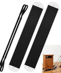 No Sweat Heavy Duty Appliance Movers With Non Scratch Glide Mat Pad Adjustable Pull Cords, two black glide mats and cords for furniture moving.