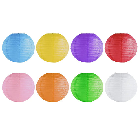 Alt Tag: 8 Inch Colorful Assorted Chinese And Japanese Hanging Paper Lanterns With Metal Frame For Home Lamps Party And Event Decoration 8 Pack