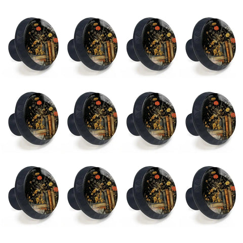 12 Pack Vintage Botanical Book Flower Cabinet Knobs For Kitchen And Bathroom, gallery-worthy knobs with antique book pages