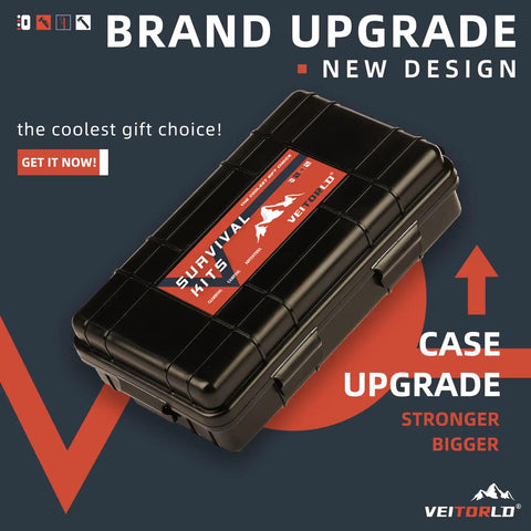 12 In 1 Survival Gear Kit For Outdoorsy Dads And Guys Gift Set branded case with upgraded design