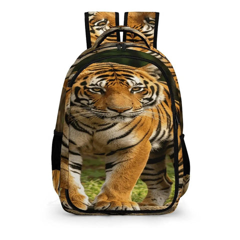 Dope Striped Forest Tiger Print Unisex Backpack With Huge Capacity, Durable Polyester front view on white background