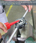 Applying oil to Premium M2.5 X 0.45 Right Hand Round Thread Die In HSS for smooth operation, DIY use