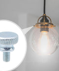 24Pcs M4x6mm Thumb Screws, Zinc Plated Carbon Steel With Flat Knurling Heads next to a pendant light fixture.