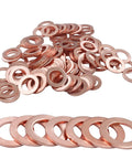 100 Pack M10 Copper Flat Washers Set ID 10mm OD 16mm Sealing Gasket Kit Heavy Duty Copper Washers displayed in a pile