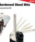 Compact 10 Function Bike Tool Kit, Heavy Duty Bicycle Multi Tool with hardened steel bits, ideal for riders on the go.