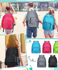 Bulk 50 Pack 17 Inch Backpacks For Adults Lightweight Grab And Go Travel Bookbags In Five Colors Red Blue Green Black Gray