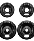 Porcelain Drip Pan Set For Electric Range Stovetop Burners 6-Inch And 8-Inch 4-Pack Black Replacement Fits Whirlpool And Other Brands