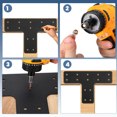 Built Tough Heavy Duty T Post Bracket And Flat Steel Mending Plate Set With 56 Screws And Socket for installation steps.