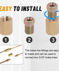 Brake Line Fittings Kit, 100 Piece Value Pack For Three Sixteenths And One Quarter Inch Lines, Inverted Tube Nuts And Unions, with installation steps