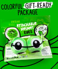 Totally Fun Frog Helmet Accessory Set With Sticky Hook And Loop Fastener Adhesive Eyes And Ears Cover For Snowboarding Skiing Biking Cycling Skating For Kids And Adults Helmet Not Included packaging with attachable helmet eyes.