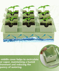 Seed Starter Tray With Deep 2.3 Inch Cells And Dual Handles That Double As Labels 9 Cell Germination Kit with seedlings