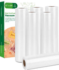 Six 11 Inch By 20 Foot Vacuum Sealer Bags Rolls For Food Storage BPA Free with box showing features