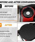 Before and after comparison of Floor Jack Rubber Pad 2 Pack Universal 4 Ton Pad Adapter with improved grip for stable car lifting.