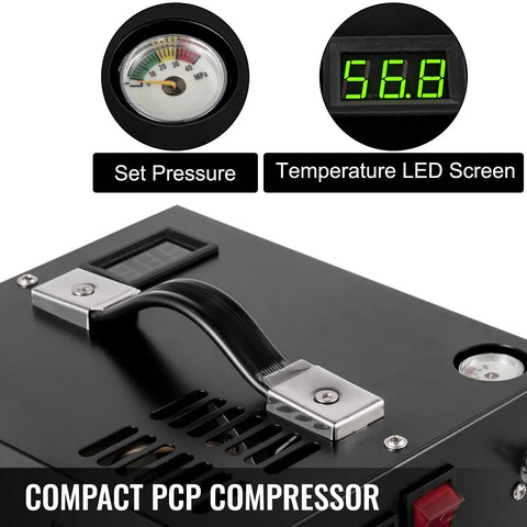 Ace4U 4500Psi Portable PCP Air Compressor Pump 12VDC High Pressure Inflator Transformer For Airgun Rifle Set-Pressure Cooling Fan Compact Reliable Outdoor Shooting Gear