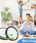 Woman meditating on couch with Replacement Vacuum Filters For Hoover Windtunnel 3 Pro Pet Hair Bagless and children playing