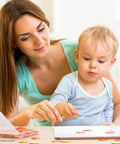 Mom and child using Totally Kid Approved Two Color Counters 100 Pack In Heavy Duty Plastic Case for math practice.