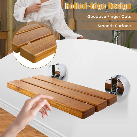 20 Inch Teak Folding Shower Seat Wall Mounted Fold Down Bench For Small Bathrooms Built Tough Teak Wood Stool Inside Shower