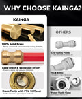 KAINGA 3/4 inch brass push-fit check valve plumbing fitting with disconnect clip; brass tubes and red pipe shown.